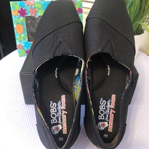 Skechers BOBS Black Espadrille Slip On Wedge Heel in Women's 8M - Picture 5 of 16